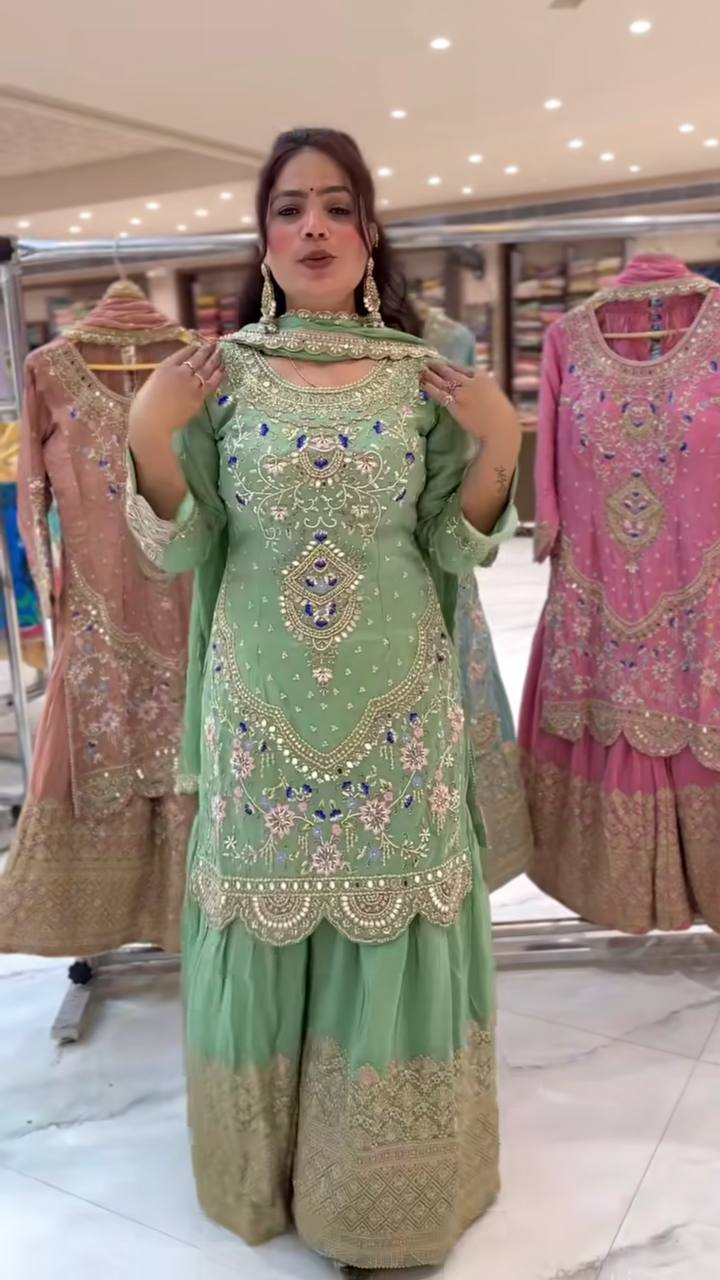 Gulnaar Luxe Heavy Embroidered Suit Set