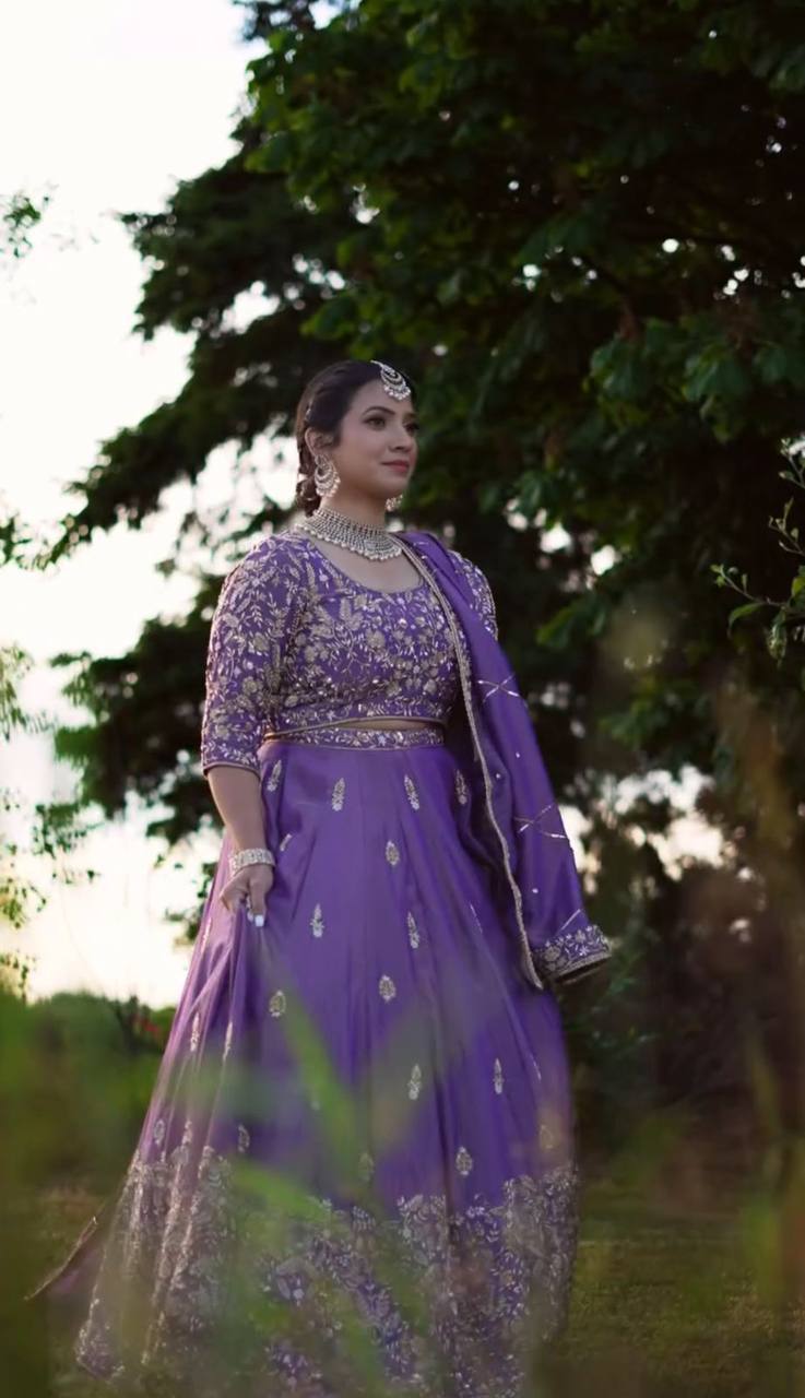 Regal Radiance Embroidery Thread & Sequence Work Chinon Lehenga Choli