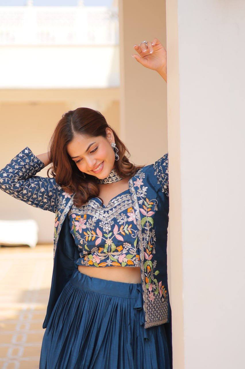Vamika Designer Pure Chinon Festival Lehenga choli & koti