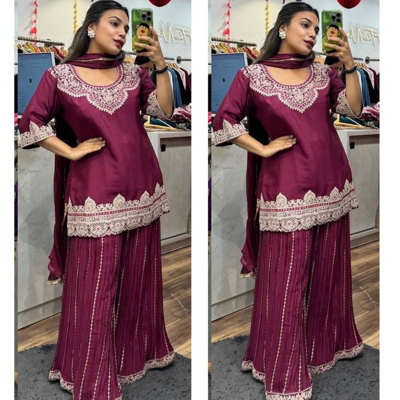 Aarya's Designer Party Wear Silk Sharara