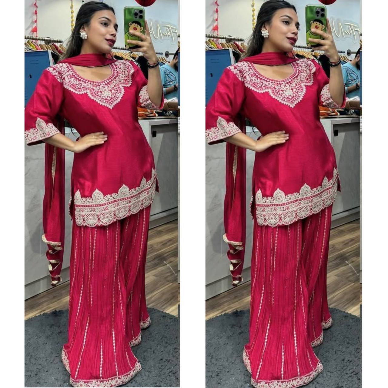 Aarya's Designer Party Wear Silk Sharara