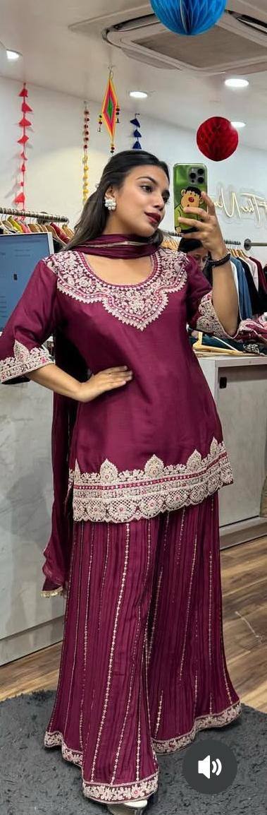 Aarya's Designer Party Wear Silk Sharara