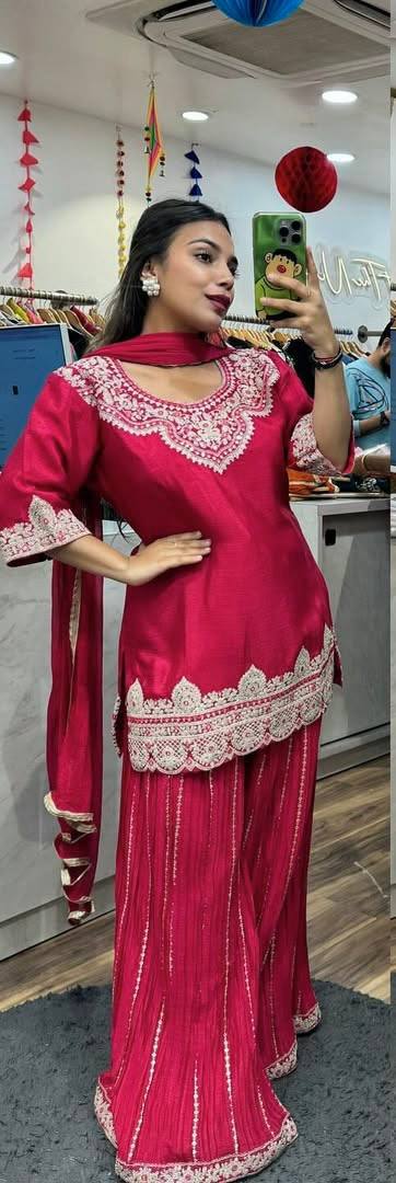 Aarya's Designer Party Wear Silk Sharara