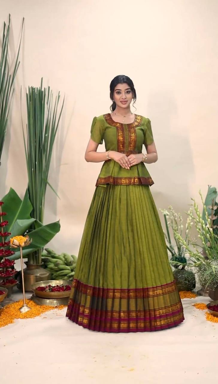 Alya Mahendi Designer Jequrd Silk Lehngha Top
