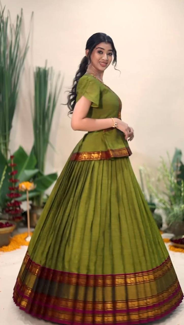 Alya Mahendi Designer Jequrd Silk Lehngha Top