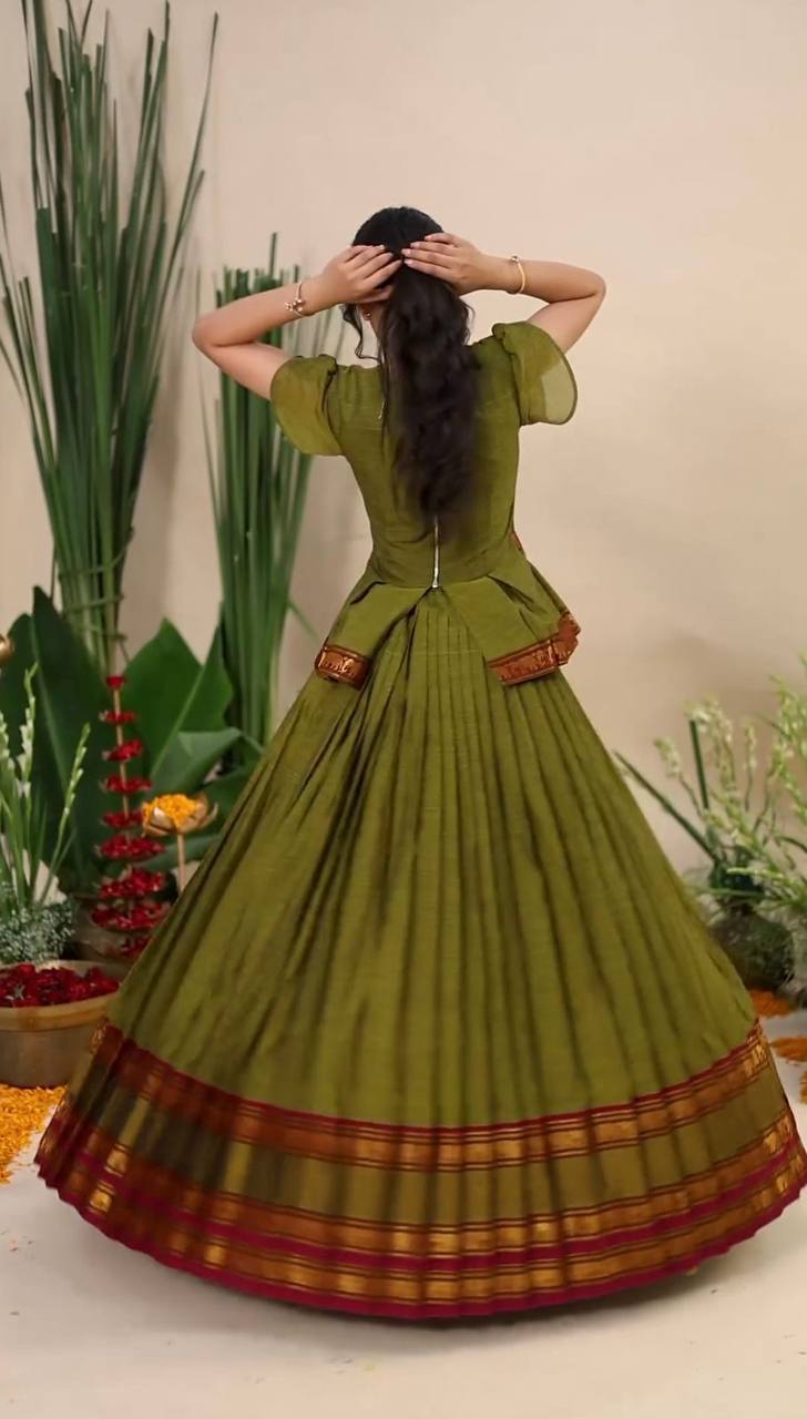 Alya Mahendi Designer Jequrd Silk Lehngha Top