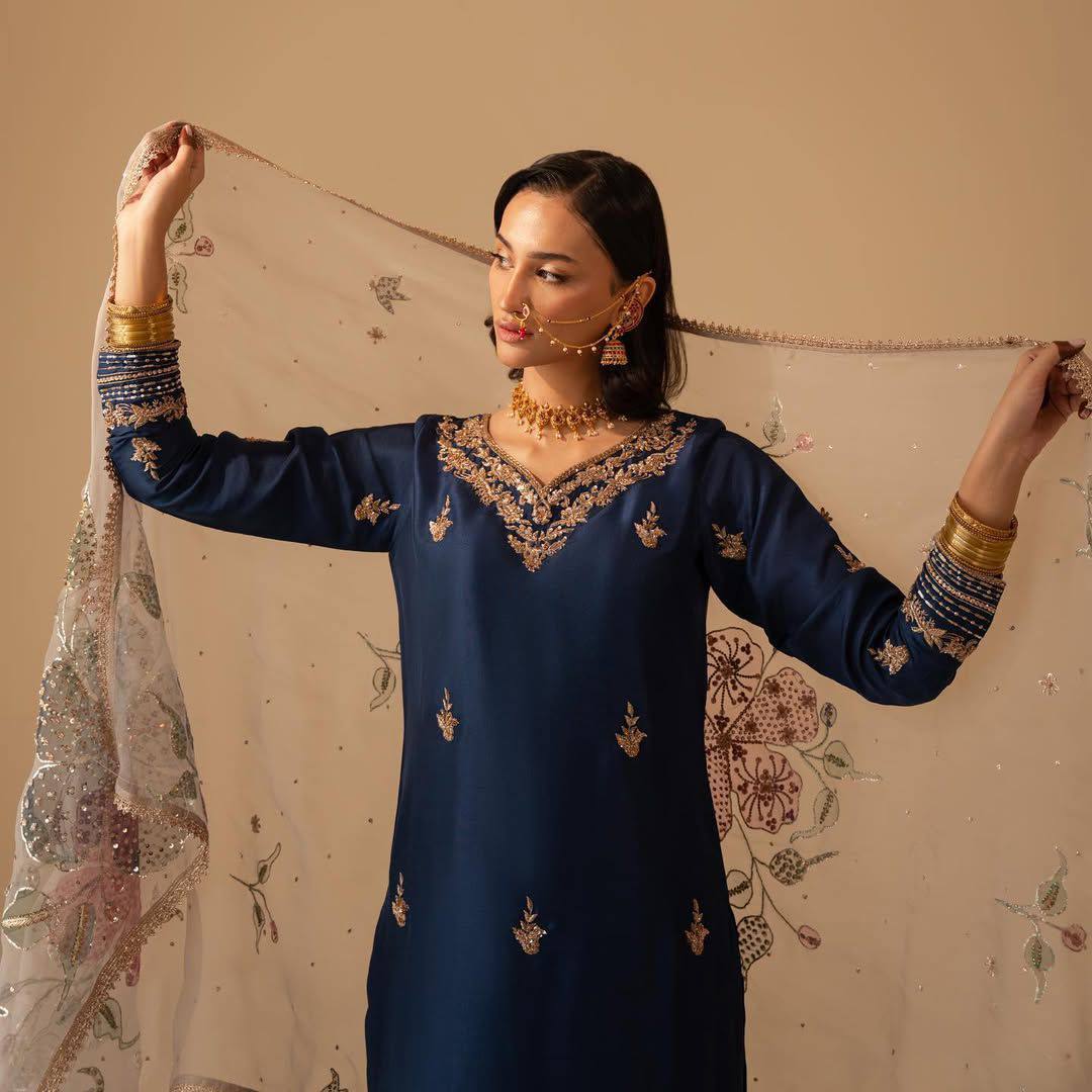 Pearl Blue Trendy Season New Designer Style Suit Set