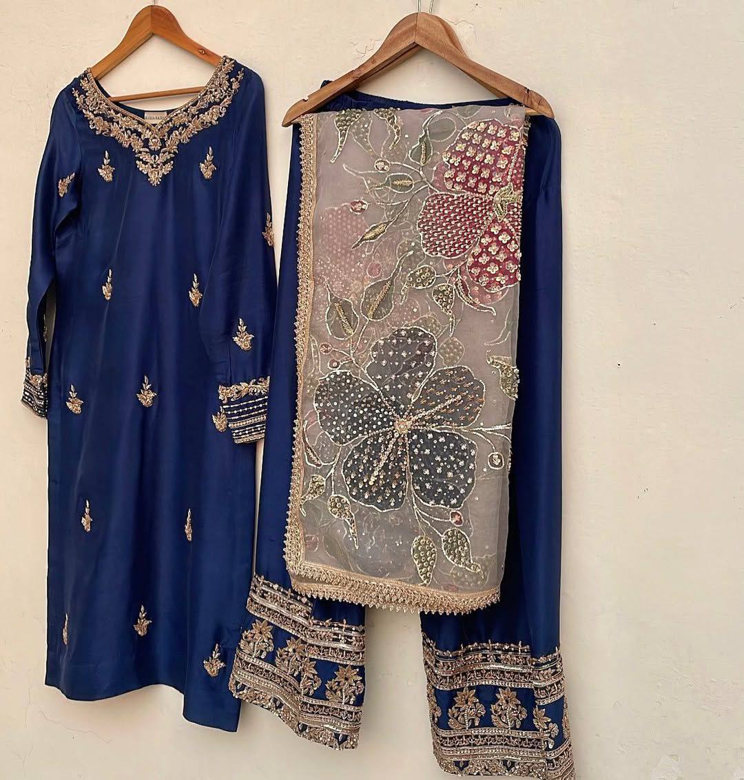 Pearl Blue Trendy Season New Designer Style Suit Set