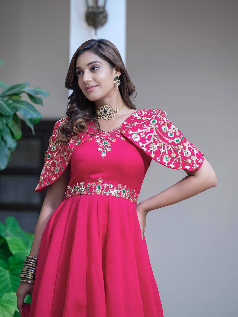 Tradition Meets Trend: Modern Gown With Work Dupatta