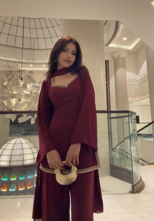 Nitya Premium Maroon Georgette Suit