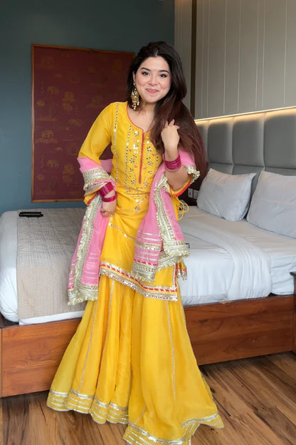 Mimosa Luxe Yellow  Sharara Set