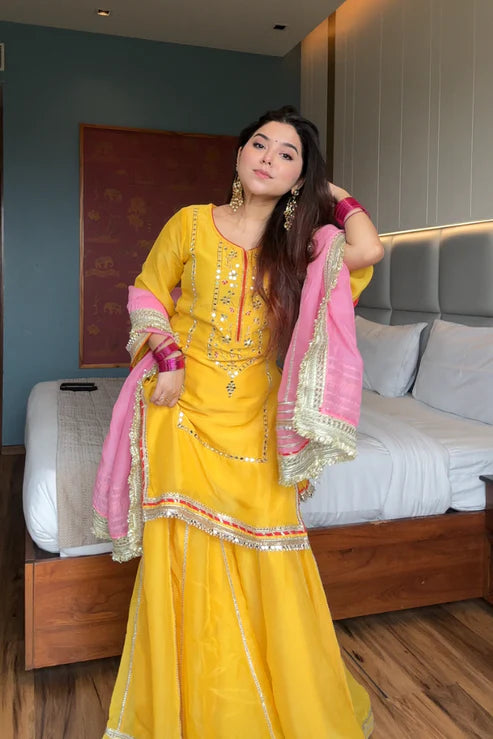 Mimosa Luxe Yellow  Sharara Set