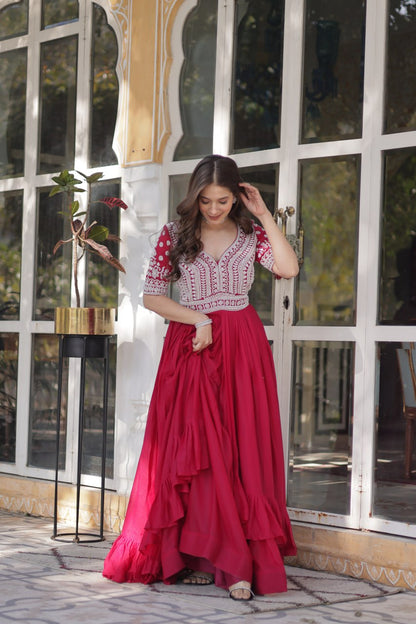 Avira  Lehenga With Readymade Slit Cut Long Kurti Set