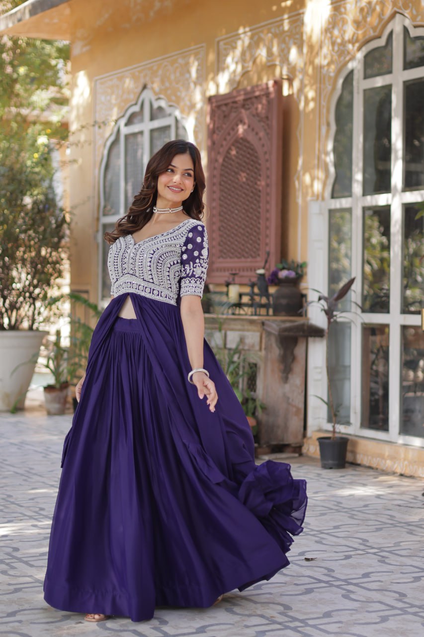 Avira  Lehenga With Readymade Slit Cut Long Kurti Set