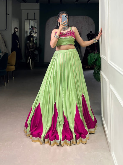 Mehreen Radiance  Lime Green & Magenta Glow Lehenga Set