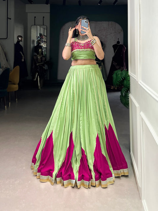 Mehreen Radiance  Lime Green & Magenta Glow Lehenga Set