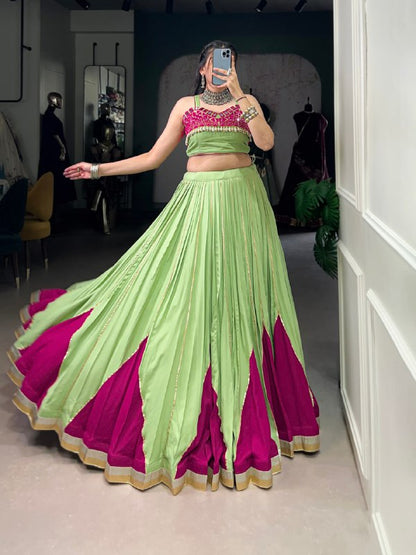 Mehreen Radiance  Lime Green & Magenta Glow Lehenga Set