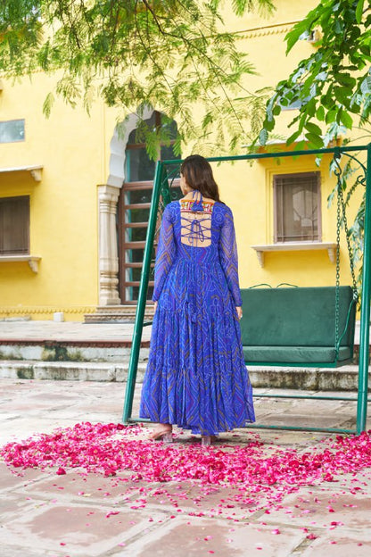 Rangriti Vibe Bandhani with Kutchi Work  Navratri Gowns