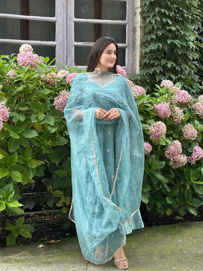Inaaya Sky  Light Blue Festive Anarkali Set
