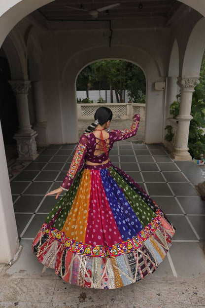 RangRaas Royal: Multicolor Bandhani Navratri Lehenga Set