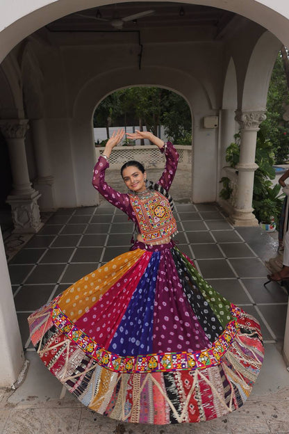 RangRaas Royal: Multicolor Bandhani Navratri Lehenga Set