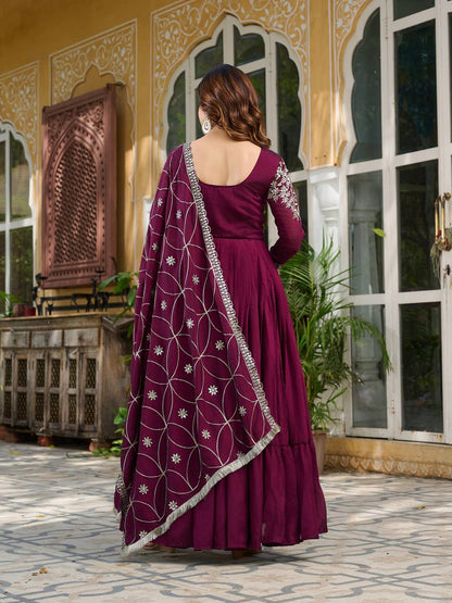 Prishaaya pure Vichitra silk Long Gown & Hevy Duptta set