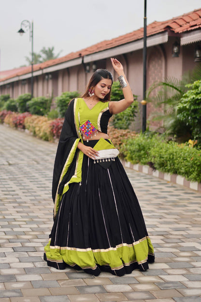 Naavya Mirror Work Potli Touch Garba Lehenga Set
