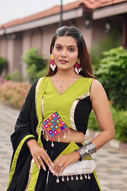 Naavya Mirror Work Potli Touch Garba Lehenga Set