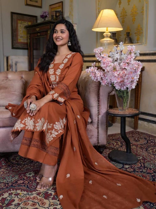 Vanya’s Ethnic Glow  Rust Orange Suit
