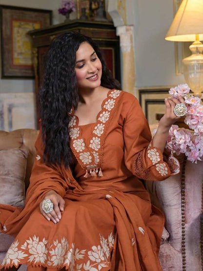 Vanya’s Ethnic Glow  Rust Orange Suit