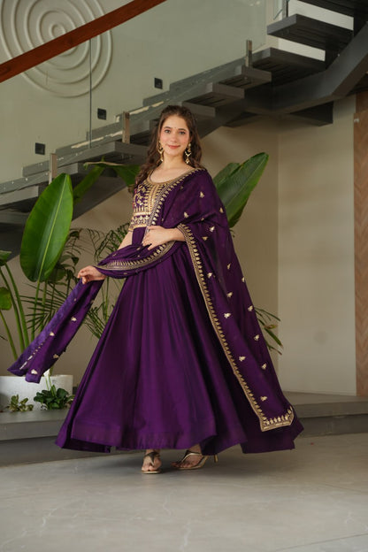 Sharvani Gorgeous Vichitra Silk Anarkali Gown