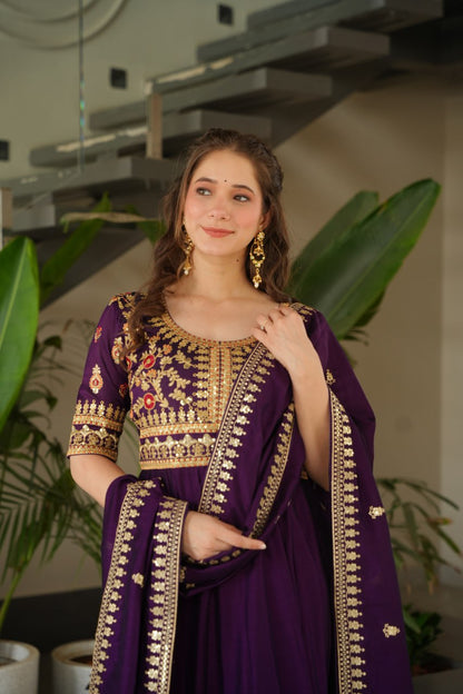 Sharvani Gorgeous Vichitra Silk Anarkali Gown