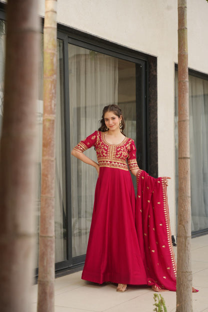 Sharvani Gorgeous Vichitra Silk Anarkali Gown