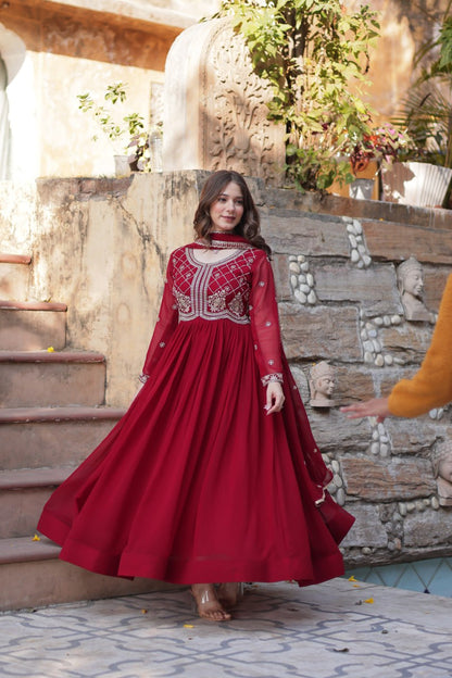 Alira Beatiful Faux Blooming Readymade Gown