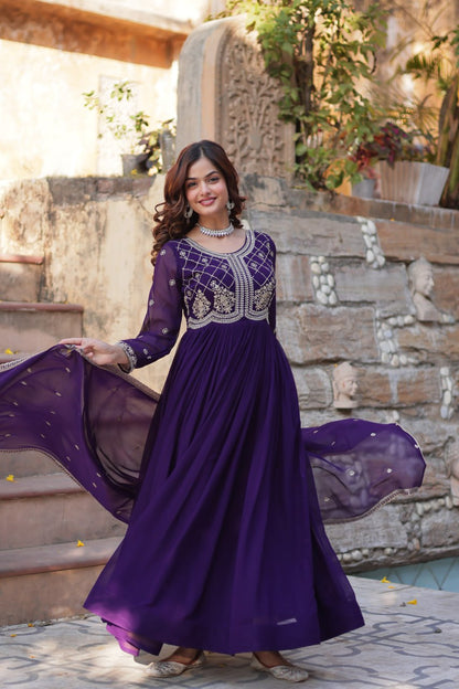 Alira Beatiful Faux Blooming Readymade Gown