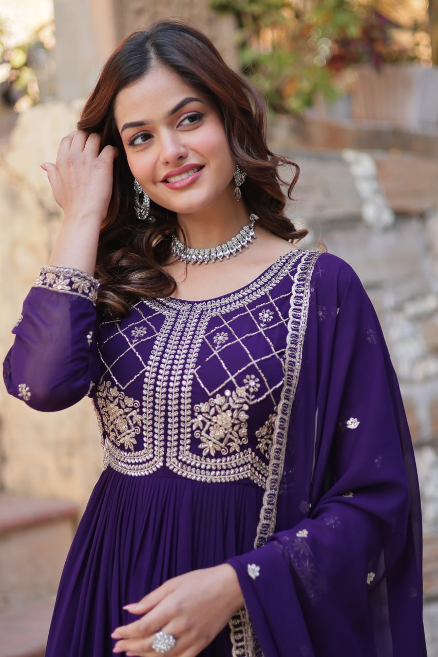 Alira Beatiful Faux Blooming Readymade Gown