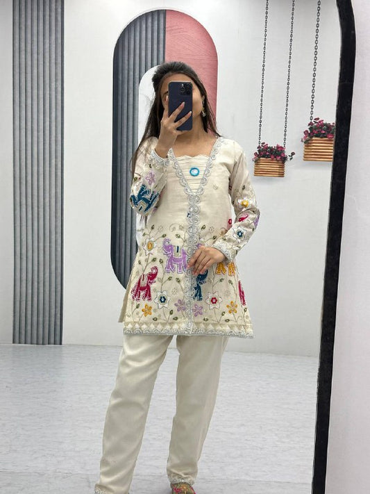 Elephant Grace Heavy Embroidered Cord Set