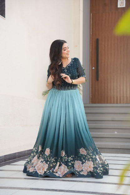 Zenith Rama & Purple Digital Print Gown