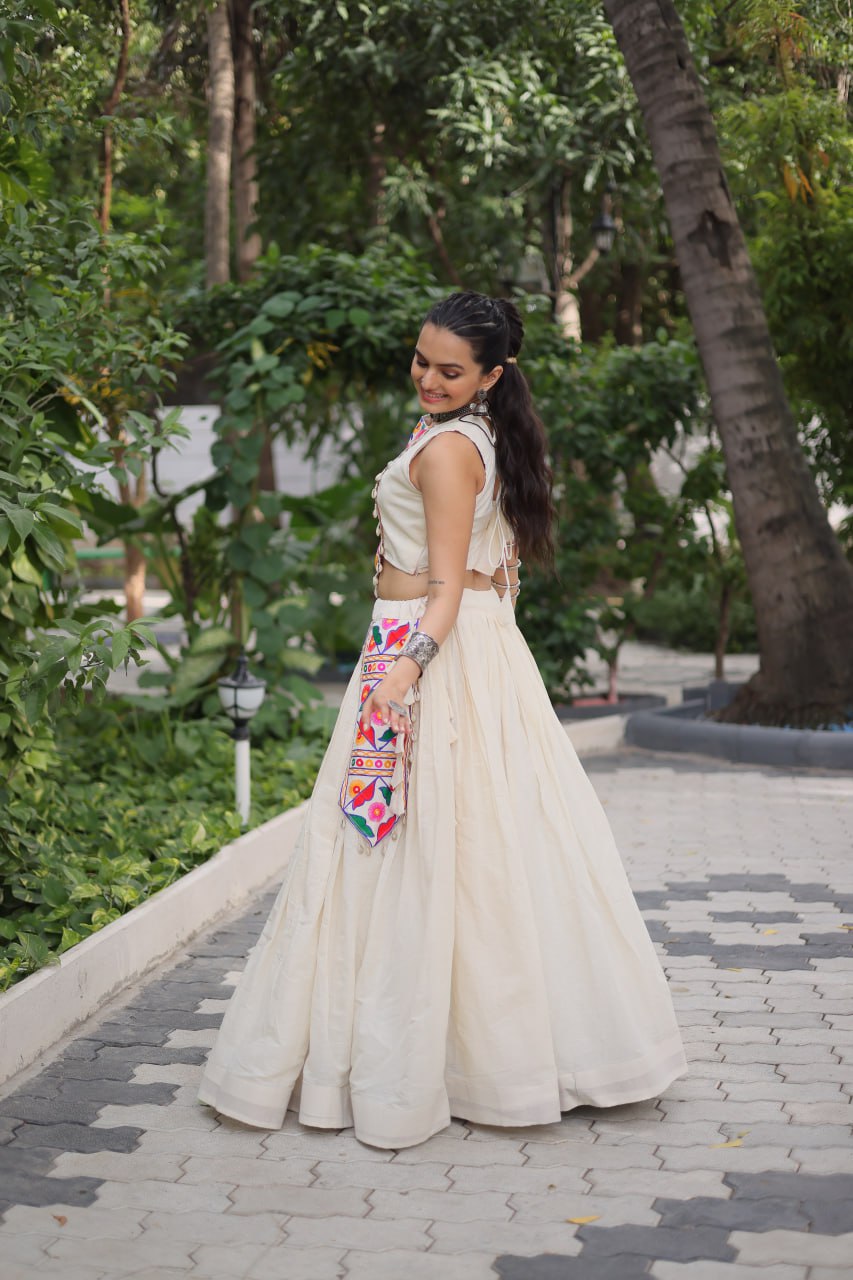 Navira in Ivory Navratri Glow White  Lehenga Choli