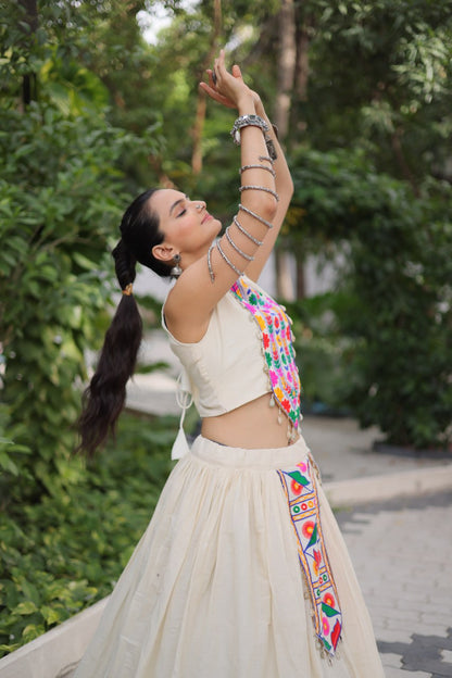 Navira in Ivory Navratri Glow White  Lehenga Choli