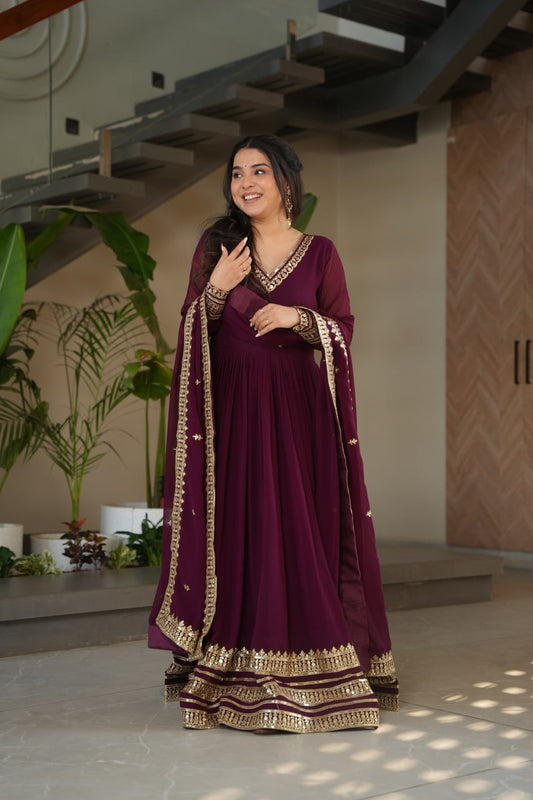 Inaaya Wine Whispers Anarkali  Suit Set