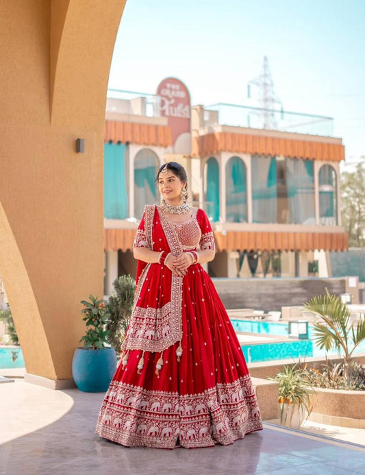 Inara Scarlet Traditions Red Fox Georgette lehenga set