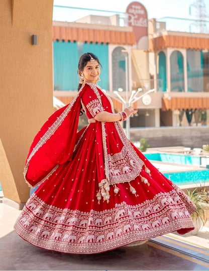Inara Scarlet Traditions Red Fox Georgette lehenga set