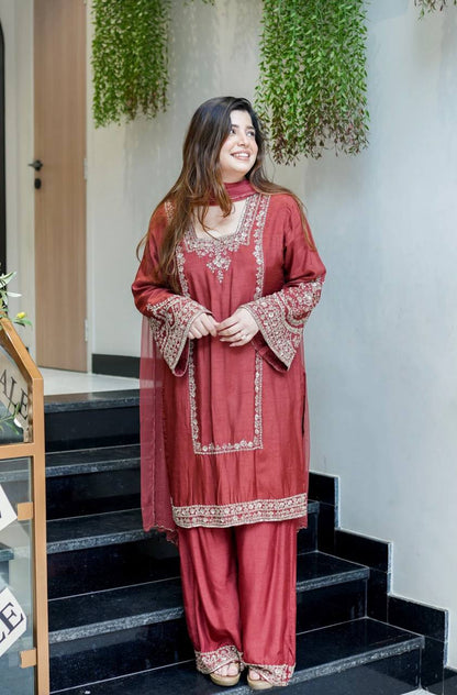 Ayesha’s Royal Look  Blue &  Rust Grace Sut Set