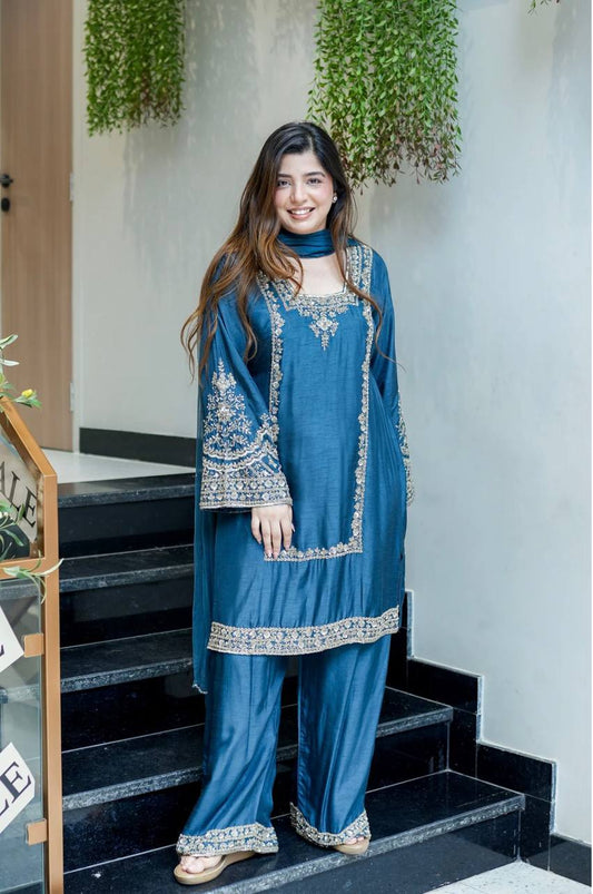 Ayesha’s Royal Look  Blue &  Rust Grace Sut Set