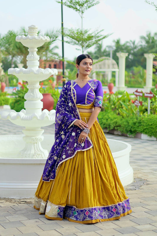 Royal Charm in Mustard & Purple Elegant  Look Lehenga Set