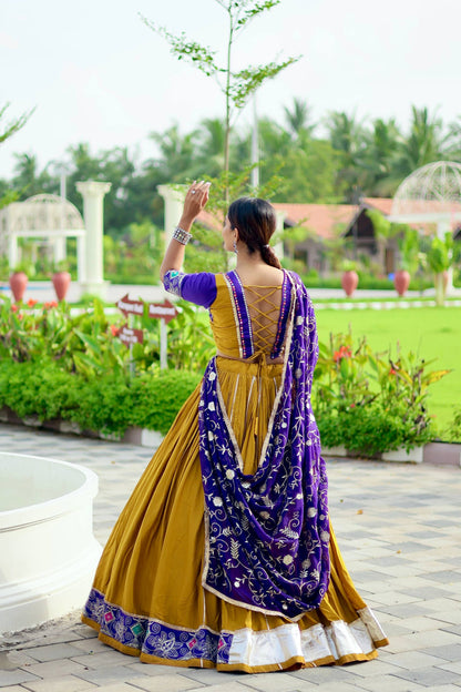 Royal Charm in Mustard & Purple Elegant  Look Lehenga Set