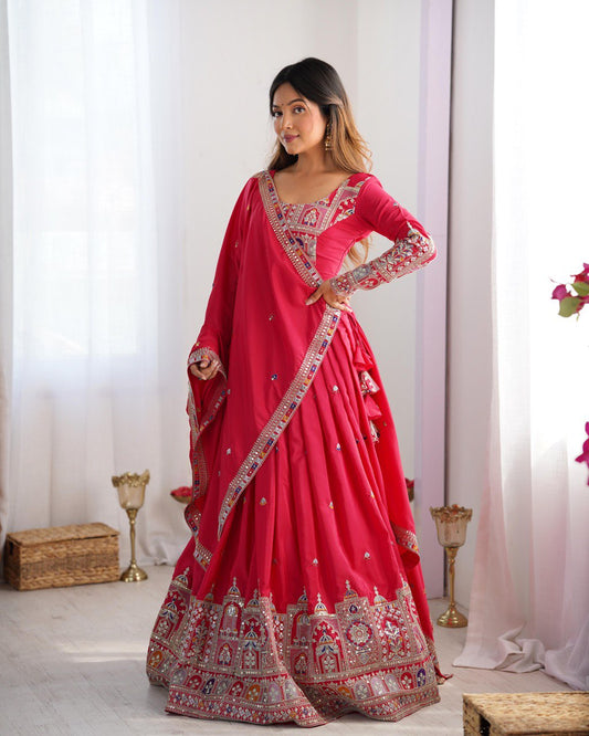 Raang Mahal  Natural Crep silk Embroidered Lehenga Choli