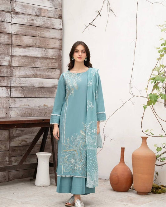 Aira  Serene Aqua Grace Plazzo Suit Set
