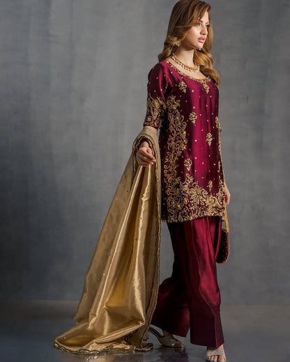 Mahira Maroon With  Gold Royal Elegance Salwar Set